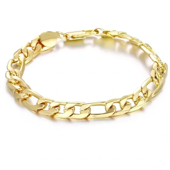 Gold 8MM Sideways Bracelet For Women Men Party Gifts Wedding Fashion Jewelry - Picture 2 of 5